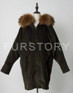 FS17147 Women spring winter Parka Fashion Coat with Real Rabbit Fur inside Warm Jacket with Real fur Hood Fur Story