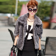 Load image into Gallery viewer, Real Rex Rabbit fur coat with bat sleeve design for women winter 010179