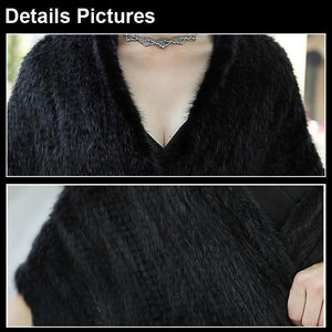 Real Knitted Mink Fur Shawl Stole Wrap Cape Poncho Coat Garment Various Colors Fur Story FS070306