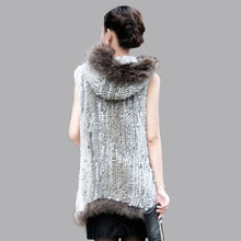 Load image into Gallery viewer, Women&#39;s Fur Vest Handmade Knitted Rabbit Fur Waistcoat Natural Fur Vest Female 15272