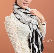 Load image into Gallery viewer, Real REX rabbit fur scarf wrap cape shawl neck warmer in fashion Blue Fur Story FS13502