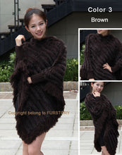 Load image into Gallery viewer, Women&#39;s Handmade Knitted Real Rabbit Fur Autumn Winter Fur Pashmina 070121