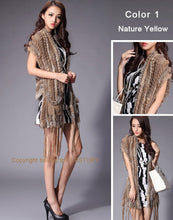 Load image into Gallery viewer, Knitted Natural Rabbit Fur Vest Double Wear Design Spring Autumn Tunic Waistcoat