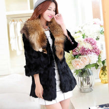 Load image into Gallery viewer, Natural Rabbit Fur Coat Jacket Thick Jacket Winter Long Overcoat