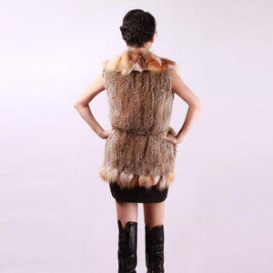 Women's Nature Rabbit Fur Vest  Winter Warm Outwear Waistcoat 152112