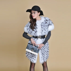 Natural Fox Fur Coat Overcoat Vest Jacket Womens' Dress Ladies' Top Dress