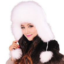 Load image into Gallery viewer, Winter Women&#39;s Fox Fur Hat Bomber Hats Cap Tapper Hat Snow Cap Fur millinery  Ear Protector Cap Warm Hat Fur Story FS060101