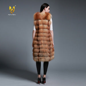 Women's Genuine Rabbit Fur Vest Women Long Style Fur Vest Female 15296