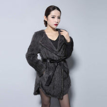 Load image into Gallery viewer, Natural Mink Fur Knitting Coat  Jacket Overcoat Long Length Version Outerwear Full Sleeve