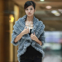 Load image into Gallery viewer, Knitted Natural Rabbit Fur Vest Jacket Stole Cape Coat Shawl Outwear