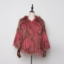 Load image into Gallery viewer, Women&#39;s Real Raccoon Fur Coat Contrast Color Jacket Winter Knitted Jacket  17172