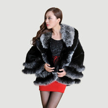 Load image into Gallery viewer, Women&#39;s Cropped Coat Real REX Rabbit Fur Coat Fox Fur Collar Coat Shawl 010139