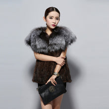 Load image into Gallery viewer, Women&#39;s Knitted Real Mink Fur Splicing Silver Fox Fur Vest Real Fur Vest Female