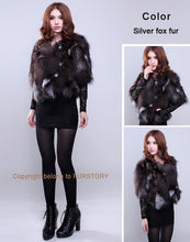 Load image into Gallery viewer, Real Silver Fox Fur Coat Jacket Overcoat Winter Coat Top Dress Nature Color 13039