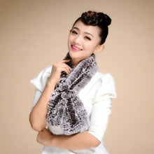 Load image into Gallery viewer, Real REX Rabbit Fur Scarf Flower Decoration Wrap Cape Shawl Neck Warmer Various Colors Soft Fur FS14507