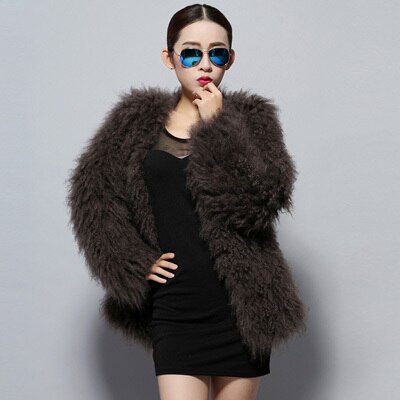 Women's Natural Fur Coat Genuine Wool Fleece Free Size Lamb Fur Coat Female Free Shipping