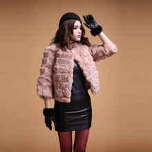 Load image into Gallery viewer, Real Rabbit Fur Coat Short Overcoat Jacket Womens&#39; Top Winter Dress Good Quality Fur Coat Female Fur Story FS13016