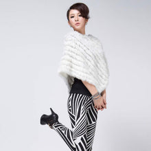 Load image into Gallery viewer, Knitted rabbit fur shawl poncho stole cape scrap wrap wemen&#39;s garment 6 colors FS070102