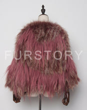 Load image into Gallery viewer, Women&#39;s Real Raccoon Fur Coat Contrast Color Jacket Winter Knitted Jacket  17172