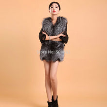 Load image into Gallery viewer, Natural Silver Fox Fur Vest with Genuine Whole Sheep Leather Fur Vest Jacket