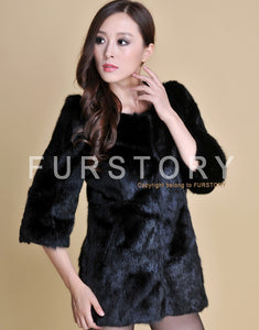 Women's Natural Fur Coat Long Version Light Camel Full Pelt Real Fur Coat Female