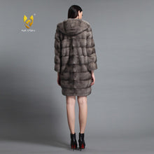 Load image into Gallery viewer, Women&#39;s Genuine Mink Fur Coat Women with Hood Women Jacket 161161