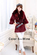 Load image into Gallery viewer, Natural Rabbit Fur Coat Jacket Real Raccoon Dog Fur Collar Trim Thick Jacket