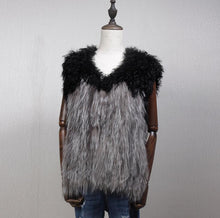 Load image into Gallery viewer, Natural Fur Vest for Women Fox with Mongolia Sheep Fur Waistcoat 162106