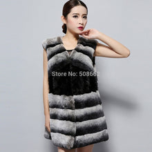 Load image into Gallery viewer, Natural Rex Rabbit Fur Vest Fashion Warmer Outerwear Sleeveless Women Long Coat