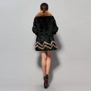 Natural Rabbit Fur Coat Supper Big Raccoon Fur Collar Women Overcoat Winter Outwear