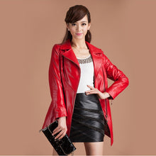 Load image into Gallery viewer, Genuine Sheep Leather Jacket Windbreak Long Lamb Leather Outer Coat