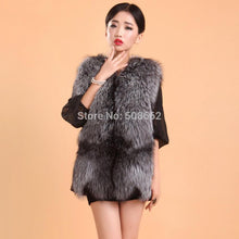 Load image into Gallery viewer, Natural Silver Fox Fur Vest with Genuine Whole Sheep Leather Fur Vest Jacket