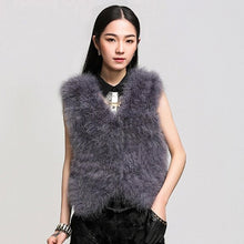 Load image into Gallery viewer, Natural Turkey Fur Vest Stylish Puff Fur Vest Real Fur Vest Female