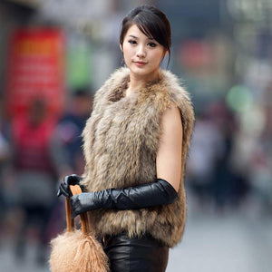 natural raccoondog fur vest waistcoat coat jacket overcoat thick and warm Shipping free