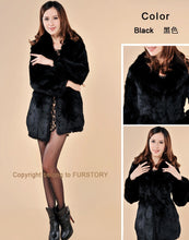Load image into Gallery viewer, Winter Women&#39;s Rabbit Fur Coat with Fox Fur Collar Black Full Sleeve Natural Fur Coats Female