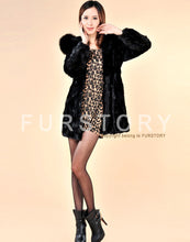 Load image into Gallery viewer, Long Winter Outwear Natural Rex Rabbit Fur Overcoat with Fox Fur Trim Hood