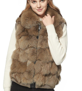 FS152111 Women's Vest Real Fox Fur Vest Women jacket Fox Fur Collar  Winter Vest Women Spring jackets Fur Story