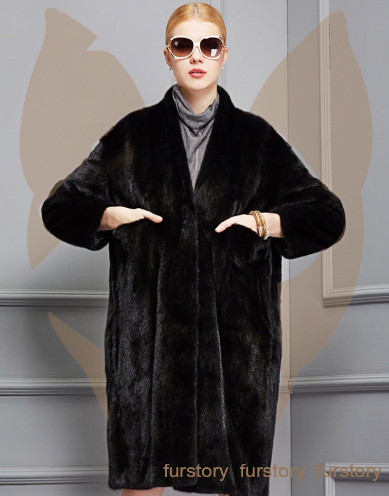 Winter Women's Real Mink Fur Coat Natural Fur Coat Winter Outerwear 16060