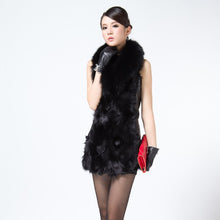 Load image into Gallery viewer, Fox Fur Sheep Leather Vest Waistcoat Coat Jacket Long Good Quality Leather