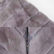 Load image into Gallery viewer, Women&#39;s Coats Real rabbit Fur Coat with Bat Sleeve Winter jacket Stand collar 17156