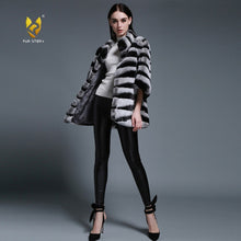 Load image into Gallery viewer, Bat Sleeve Real Fur Coat for Women Chinchilla Color