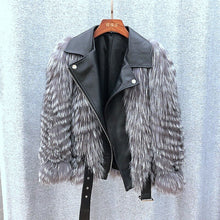 Load image into Gallery viewer, Winter Coat Women Fox Fur Grass Jacket Short Locomotive Windmill Bar Knitting FS21124