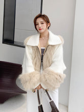 Load image into Gallery viewer, Fox Hair Whole Leather Car Stripe Woven Fur Coat for Women Autumn and Winter 2021 New Raccoon Dog Hair Bat Sleeve Coat FS21112