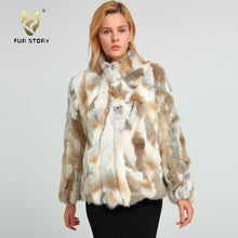 Load image into Gallery viewer, Women&#39;s  Real Rabbit Fur Coat Winter Real Fur Jacket  151249