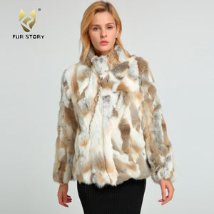 Women's  Real Rabbit Fur Coat Winter Real Fur Jacket  151249