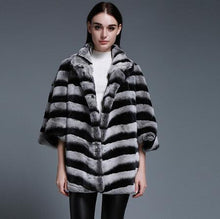 Load image into Gallery viewer, Bat Sleeve Real Fur Coat for Women Chinchilla Color