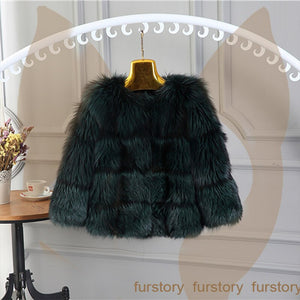 Women's Genuine Short Fox Fur Coat Women Warm Winter jacket Women 161105