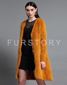 Women's Genuine Knitted Mink Fur Coat Long Coat Cardigan Female 16166