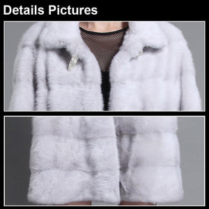 Women's Genuine Mink Fur Coat Women Long Style Fur Overcoat Female 16048