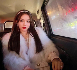 Raccoon Dog Fur Woven Fur Coat Women's Short Small Lapel Winter 2021 Fox Fur Fur Fur Coat Strip FS21119